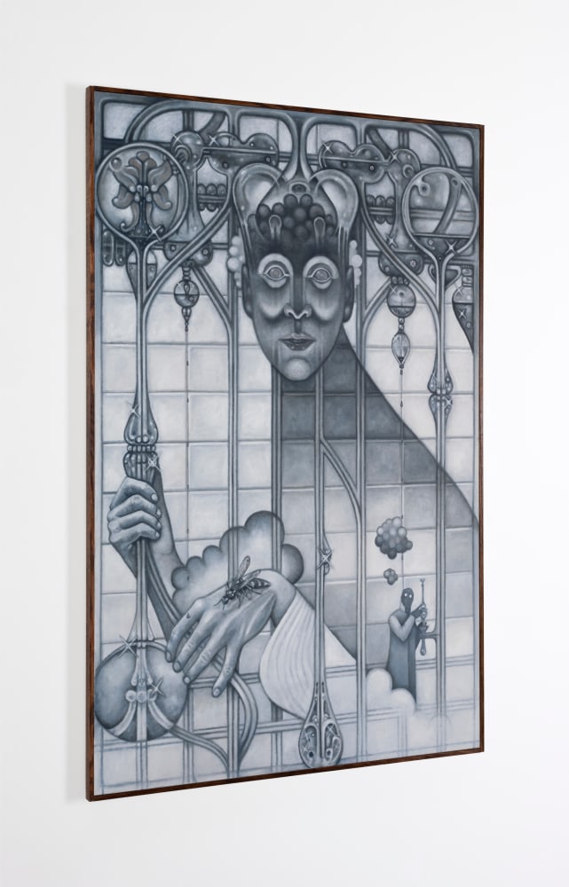 Justin Fitzpatrick
Thynnine Wasp Pheromones, 2023
Oil on linen, oak artist frame
143 x 93cm / 56.3 x 36.6 in