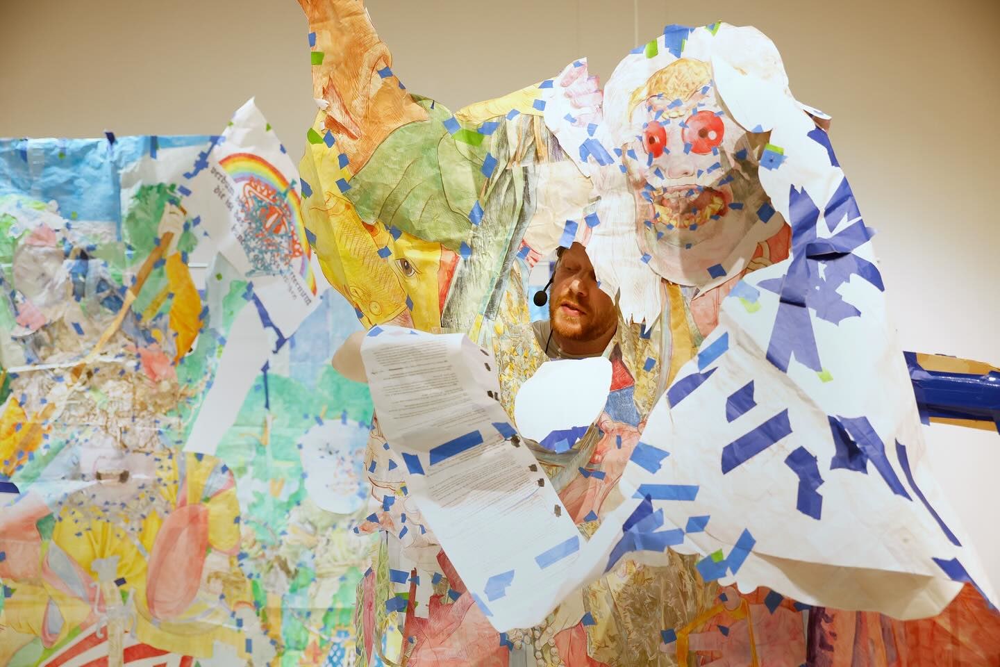 Sam Keogh performance at the opening of the Paper Biennial 2024, Museum Rijkswijk.&amp;nbsp;Photo by Bas Czerwinski