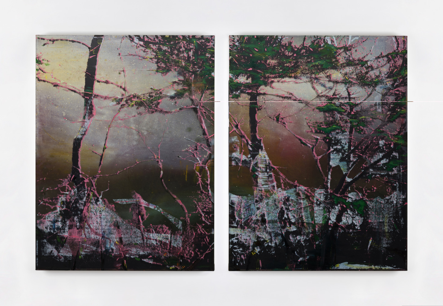 Elizabeth Magill&amp;nbsp;
Night Sky Maker,&amp;nbsp;2019
diptych, oil and screenprint on canvas
145 &amp;times; 110 cm each panel