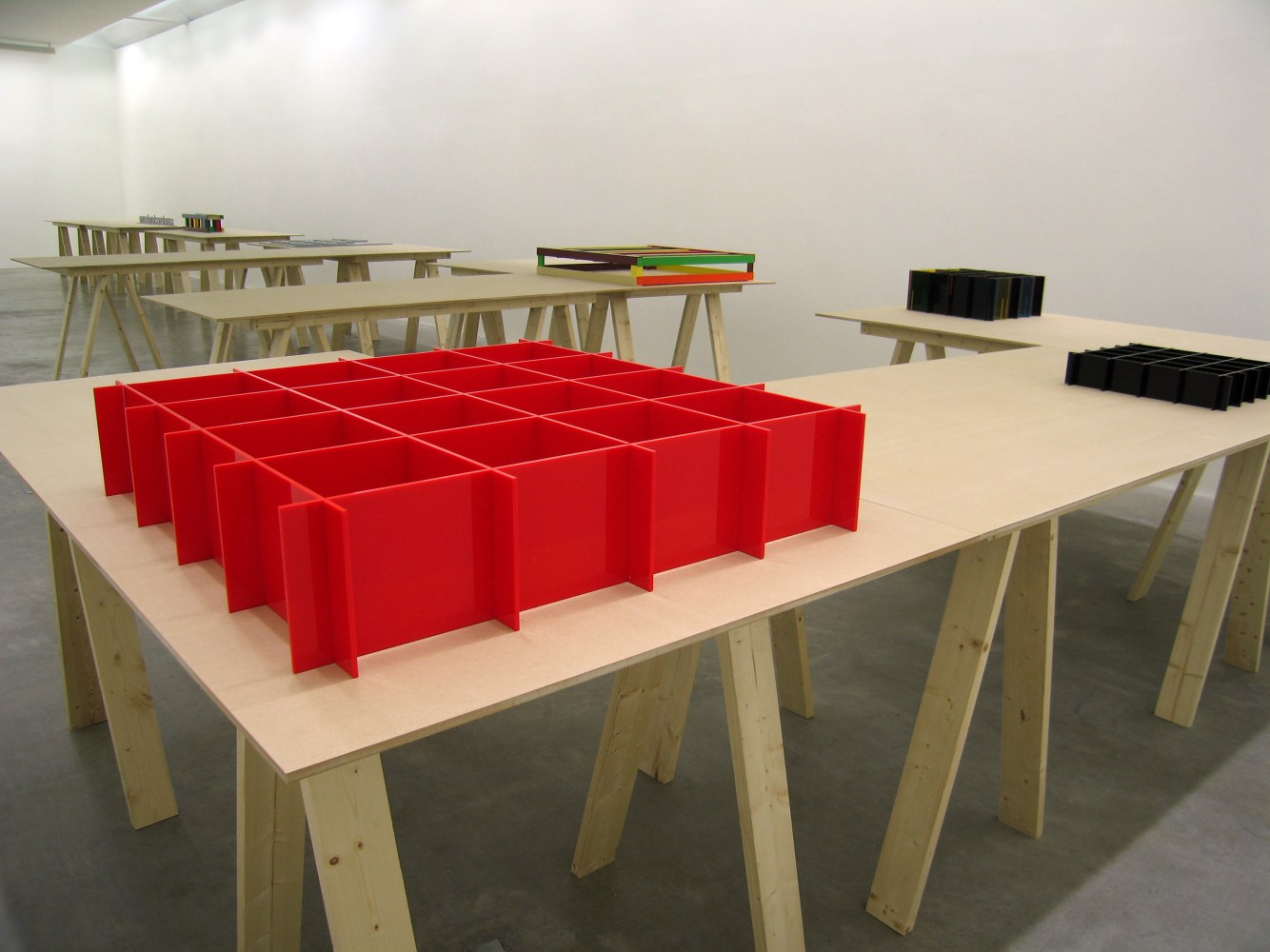 Liam Gillick&amp;nbsp;
Literally Based on H.Z. 2006
Ten table units and seven prototypes/structures&amp;nbsp;
each table 240cm x 120cm x 100cm / 94.5 x 47 x 39.3 in
Collection of Irish Museum of Modern Art, Dublin