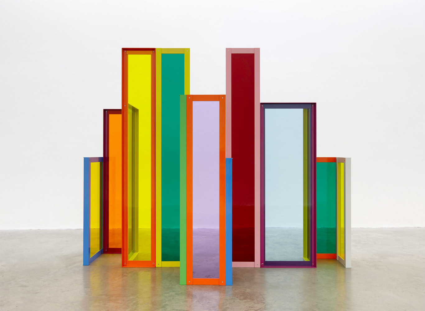 Liam Gillick, Distinct Elevation, 2017, powder-coated aluminium, Plexiglas, 200 x 280 x 140 cm / 78.7 x 110.2 x 55.1 in&amp;nbsp;