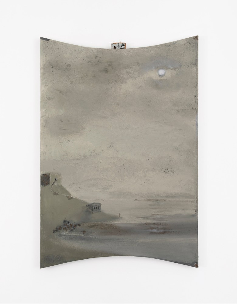 Merlin James&amp;nbsp;

Coastal Huts,&amp;nbsp;2024-25

acrylic, ash, graphite, wood and paper on canvas

87 x 59.5 cm / 34.3 x 23.4 in&amp;nbsp;