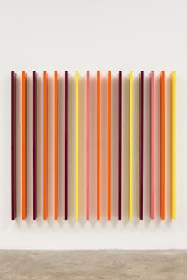 Liam Gillick,&amp;nbsp;Lesser Reduction, 2012, powder coated aluminium, 16 elements 180 x 3 x 15 cm / 70.9 x 1.2 x 5.9, each element&amp;nbsp; 180 x 198 cm / 70.9 x 78 in&amp;nbsp; &amp;nbsp;