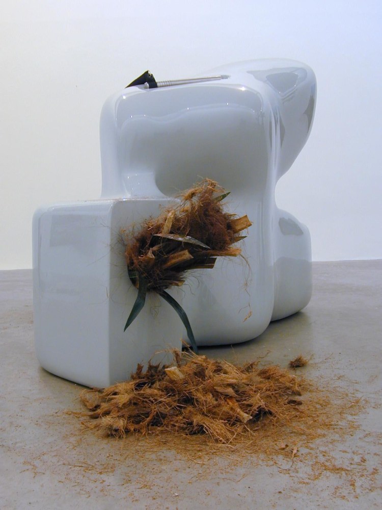 Siobh&amp;aacute;n Hapaska,&amp;nbsp;Living, 2003, fiberglass, two pack acrylic paint, stainless steel, coconuts, coconut tree husk, 173 x 137 x 96 cm / 68.1 x 53.9 x 37.8 in&amp;nbsp;&amp;nbsp;