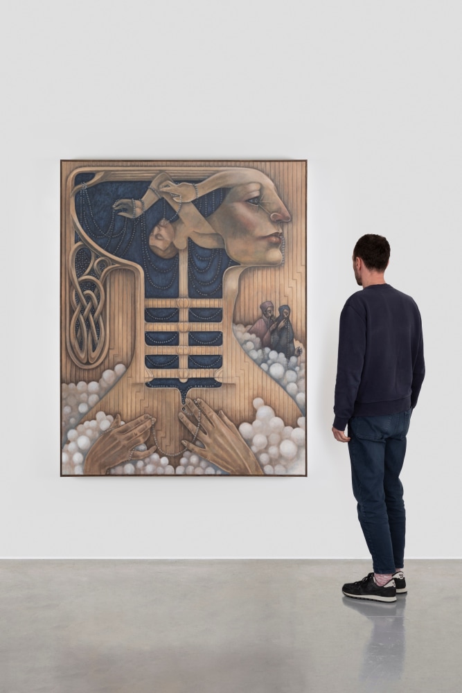 Justin Fitzpatrick&amp;nbsp;

Pituitary-Thyroid Rosaries, 2024

oil on linen, oak frame

180 x 140 cm / 70.9 x 55.1 in&amp;nbsp; &amp;nbsp;

182 x 142 x 2.6 cm / 71.7 x 55.9 x 1 in framed