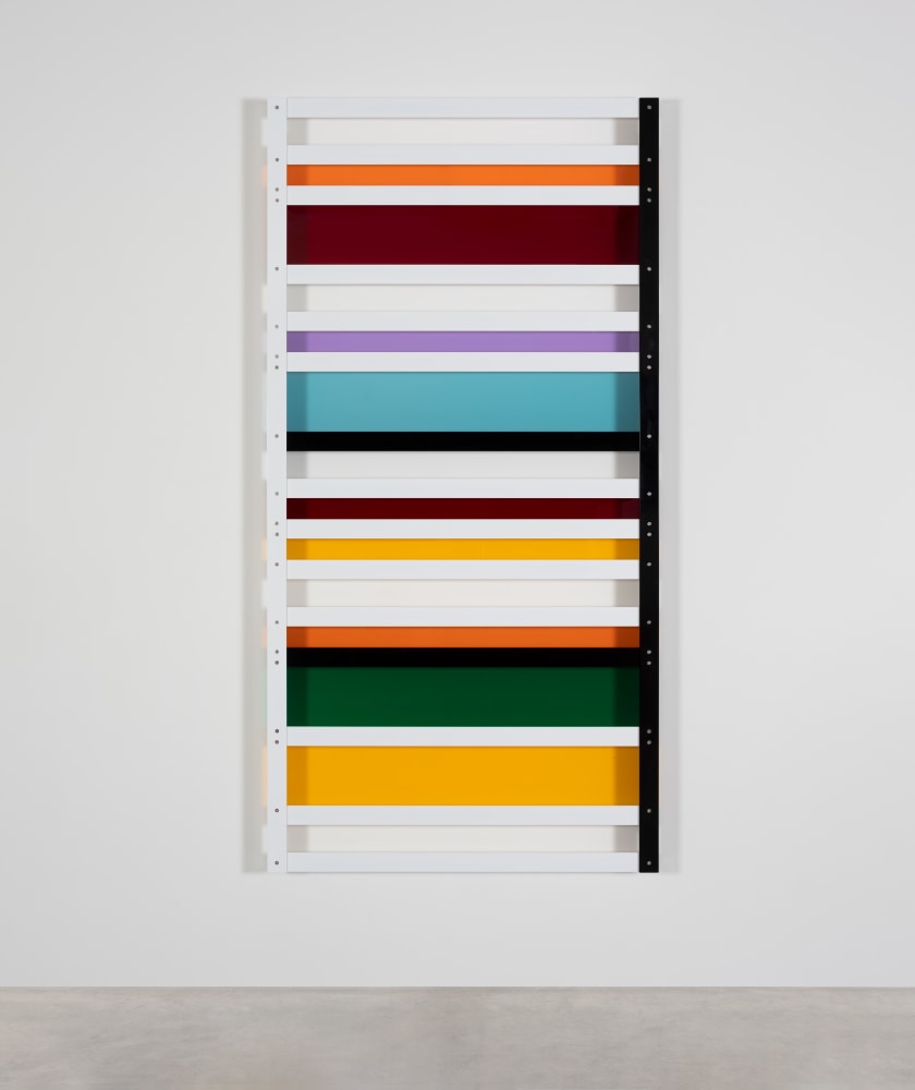 Liam Gillick
Acceptance Screen,&amp;nbsp;2014
powder-coated aluminium, transparent Plexiglas, Unique
wall-mounted screen structure
200 x 100 x 10 cm / 78.7 x 39.4 x 3.9 in