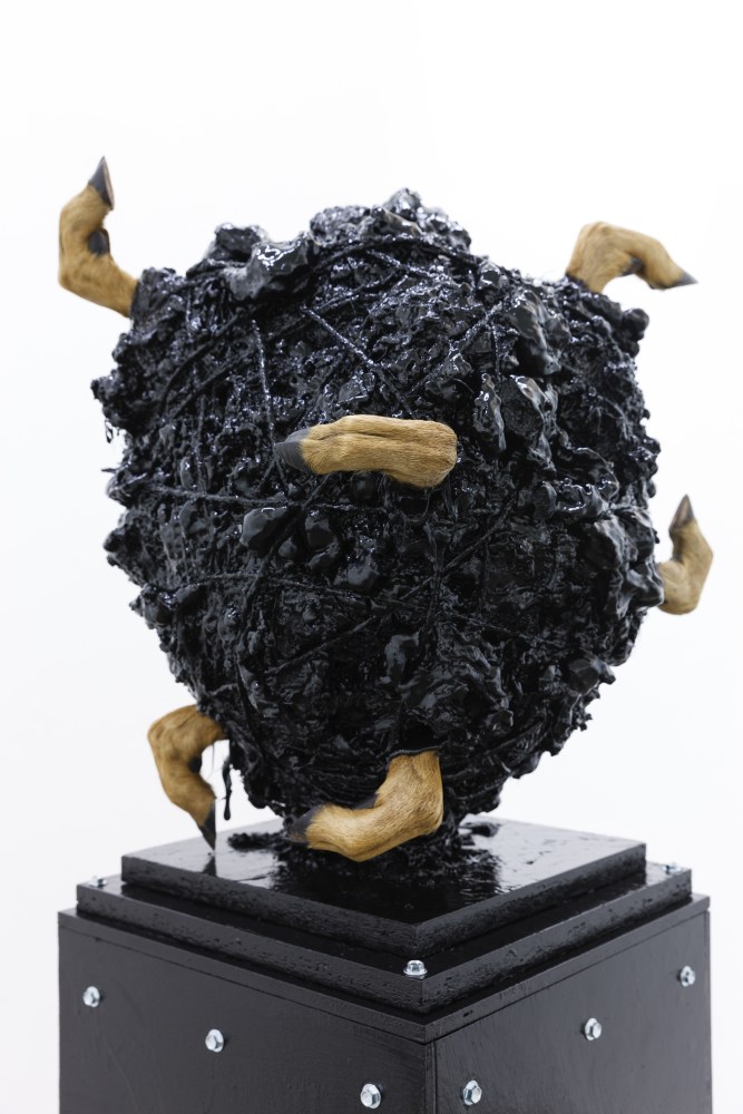 Marcel Vidal&amp;nbsp;
Balcony, 2017
expanding foam, spray paint, wood, watercolour on paper, framed with glass bitumen, zinc fittings, castor wheels, animal hooves, glue, twine, linen, plaster
196 x 62 x 62 cm / 77.2 x 24.4 x 24.4 in&amp;nbsp;
Collection of Arts Council of Ireland

&amp;nbsp;