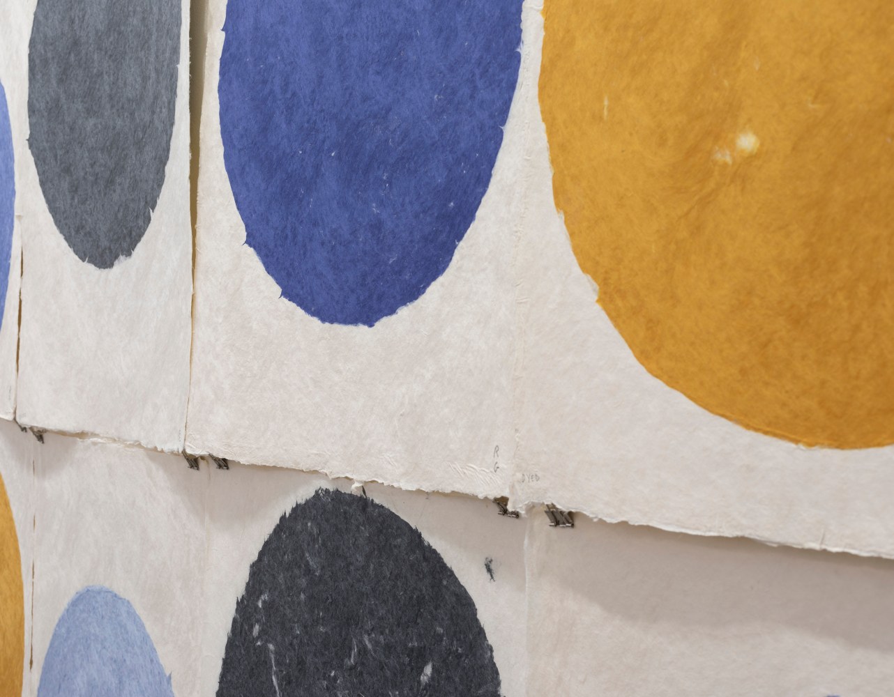 Richard Gorman&amp;nbsp;

All Wall (balls, coloured),&amp;nbsp;2013

handmade Echizen kozo washi paper, 36 elements total

each sheet unframed 63 x 49 cm /&amp;nbsp;24.8 x 19.3 in

installed dimensions of 28 elements 380 x 295 cm&amp;nbsp;