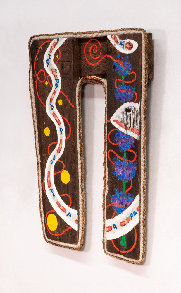 Pa Pa Pa,&amp;nbsp;2020
oil, rope, copper, nails on wood
50.9 x 39.4 cm / 20 x 15.5 in&amp;nbsp;&amp;nbsp;