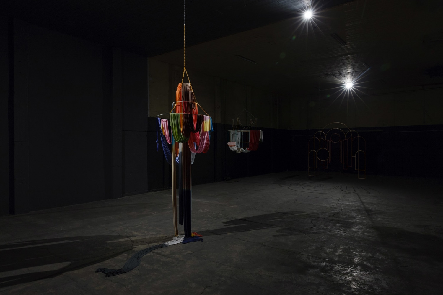 Isabel Nolan
The Light Poured Out Of You,&amp;nbsp;2016
mild steel, paint, fabric and dye
134 x 3 cm / 52.8 x 1.2 in diameter of largest ring