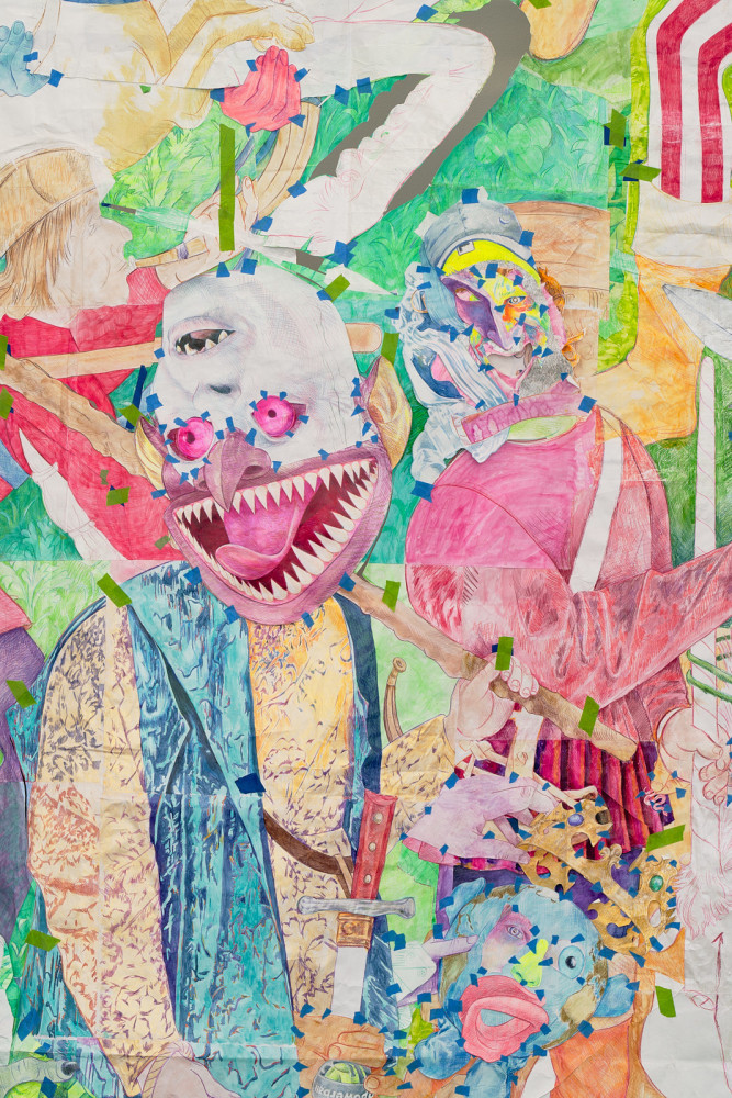 Sam Keogh, The Unicorn is Killed and Brought to the Castle Cartoon, Primary Nottingham, 2023. Photography: Reece Straw