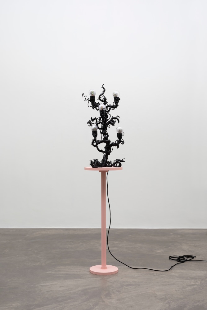 Tai Shani
Unresurrectable Biologies - Un-undead 1, 2022
Epoxy, glass, 3D prints, mohair sheepskin, electrics
80 x 50 cm / 31.5 x 19.7 in