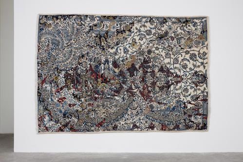 Eoin Mc Hugh,&amp;nbsp;What we know,&amp;nbsp;2014,&amp;nbsp;wool, silk and mixed media,&amp;nbsp;248 x 355 cm / 97.6 x 139.8 in