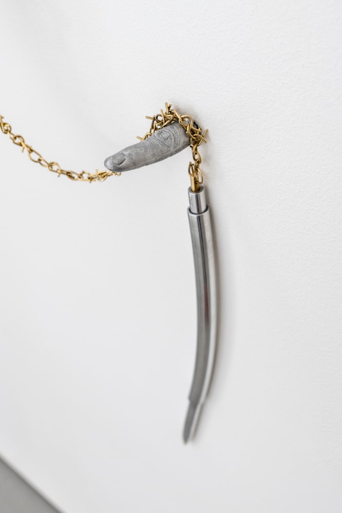 Sarah Pichlkostner
Liquid (If every stone were a possibility), 2022
aluminium, brass, glass
136 x 50 x 9.5 cm / 53.5 x 19.7 x 3.7 in&amp;nbsp;