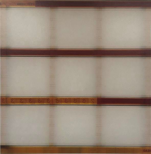 Carter Potter, Image Head (Reel 7, Roll A), 2000, 70mm polyester fill, 16mm hazy leader, 48 x 48 in