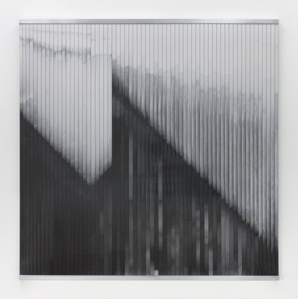 Siobh&amp;aacute;n&amp;nbsp; Hapaska&amp;nbsp;
Untitled, 2019
carbonized oak, white marble powder, aluminium &amp;amp; acrylic twinwall channel
126 x 126 cm / 49.6 x 49.6 in&amp;nbsp; &amp;nbsp;