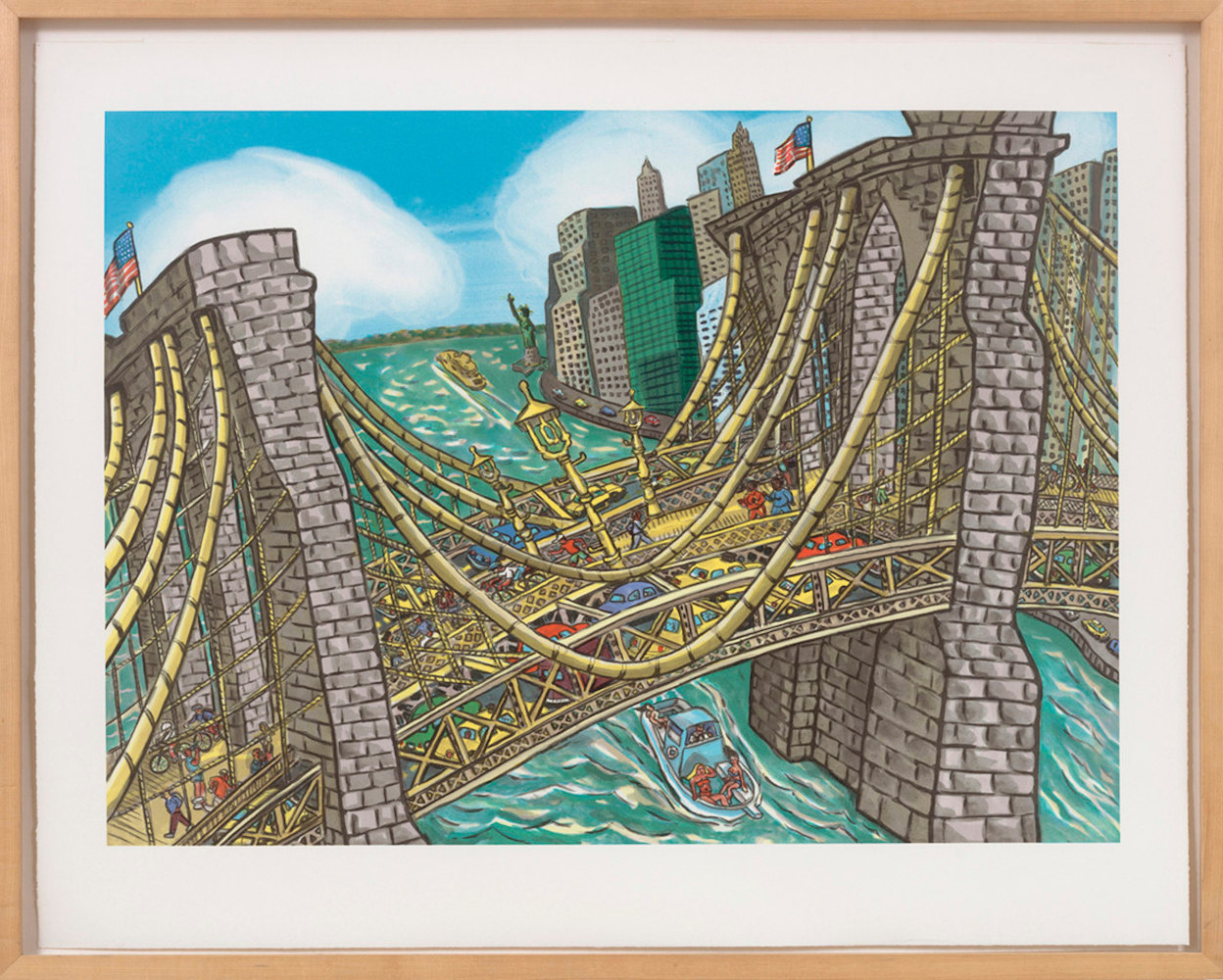 Brooklyn Bridge Bustle, 2002

color lithograph, edition of 75 + 5 HC to 10 AP (85)

26 3/4 x 34 in. / 68 x 86.4 cm