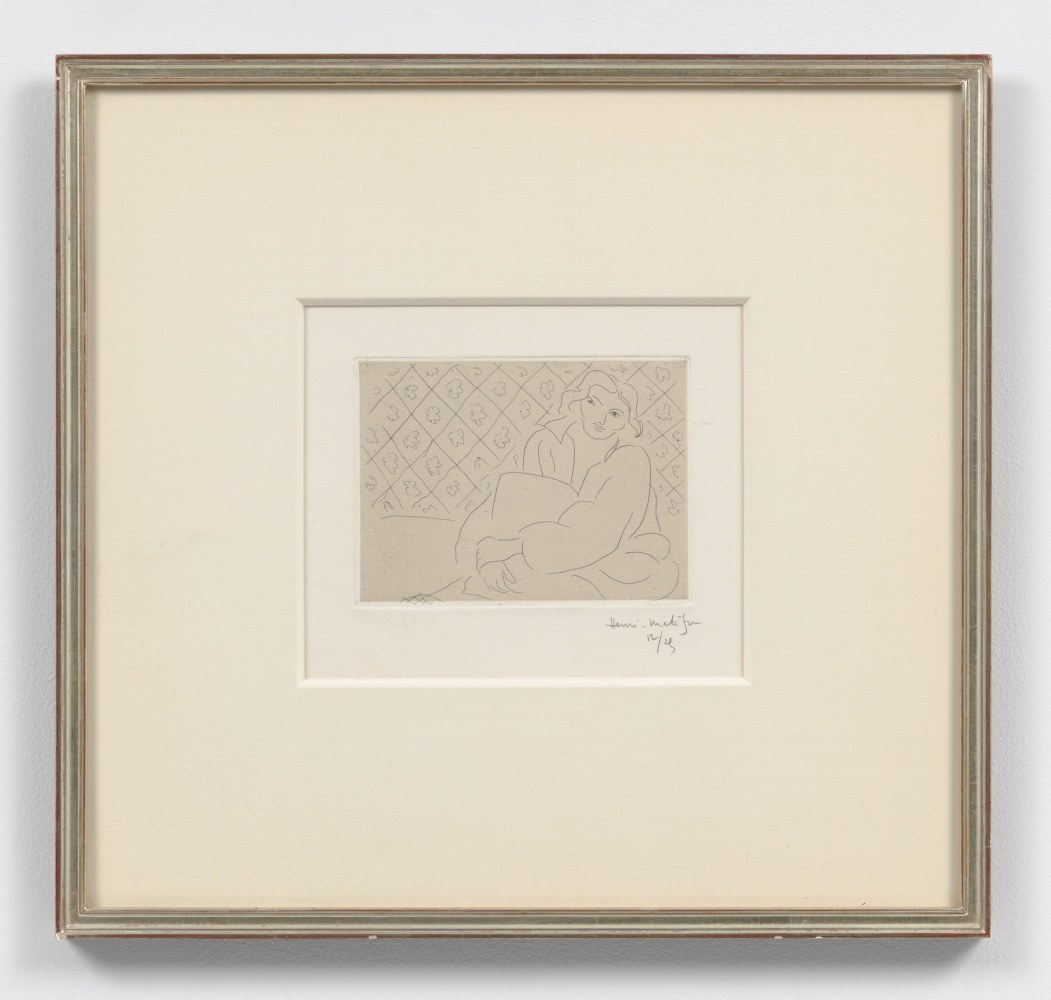Figure assise sur fond de carreaux fleuris, 1929
etching, on chine appliqu&amp;eacute;, edition of 25
11 1/4 x 14 15/16 in. / 28.6 x 37.9 cm