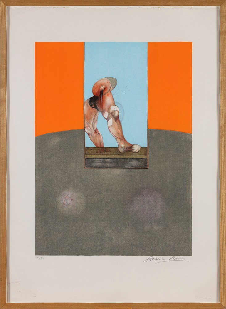 Francis Bacon

Triptych 1987 (center panel), 1987

lithograph on Arches paper, edition of 180

image:&amp;nbsp;27 x 21 7/8 in.&amp;nbsp;/&amp;nbsp;68.5 x 55.5 cm

paper:&amp;nbsp;37 1/4 x 26 3/4 in.&amp;nbsp;/&amp;nbsp;94.5 x 68 cm