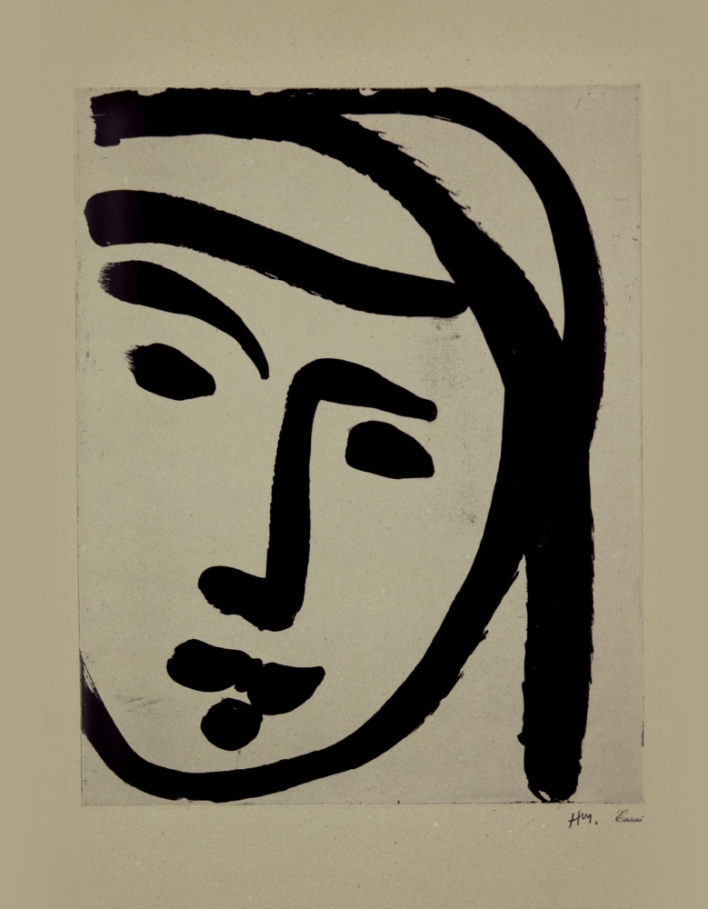 Henri Matisse

B&amp;eacute;douine au large visage, 1947

aquatint on annam appliqu&amp;eacute; on wove paper, proof aside from edition of 25

20 1/16 x 14 15/16 in. / 51 x 37.9 cm