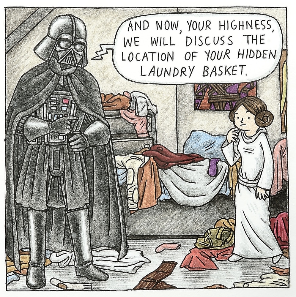 Vader&amp;#39;s Little Princess, page #35, 2012
Color pencil and ink on paper
Page Size: 4 3/4 x 4 3/4 inches