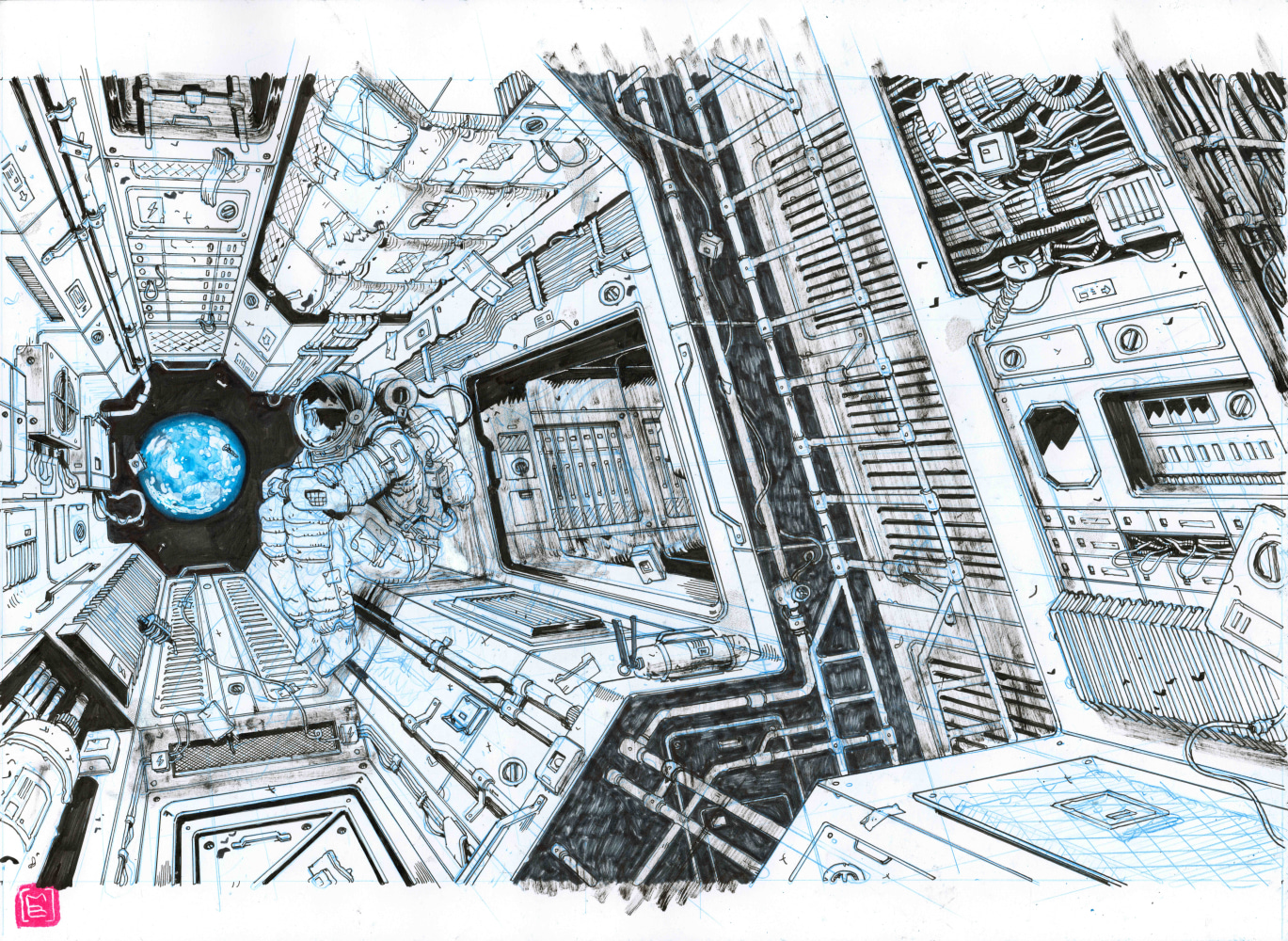 Mathieu Bablet

Couverture Manga - Planet, 2022

Inactinic np and china ink on paper

Framed: 15 1/2 x 20 1/4 inches

$4,800 - Sold
