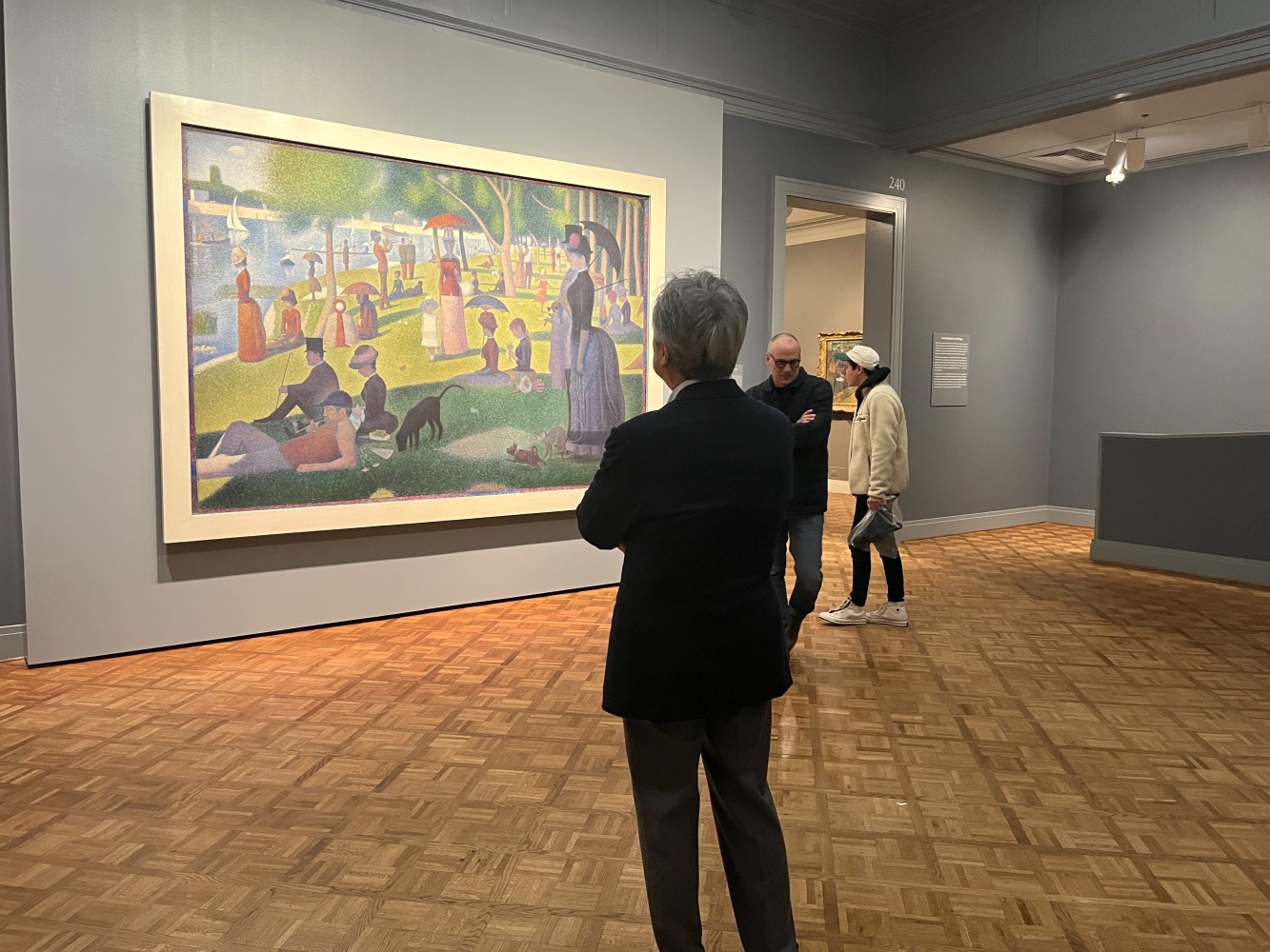 The Art Institute of Chicago is, after all, this work: Seurat&amp;rsquo;s &amp;ldquo;A Sunday afternoon on the island of La Grande Jatte&amp;rdquo;. &amp;nbsp; it is not allowed to leave the museum.&amp;nbsp; It is known for its&amp;rsquo; pointillism. &amp;nbsp;But if you look at it closely, you can see uses of elongated lines to express the texture.