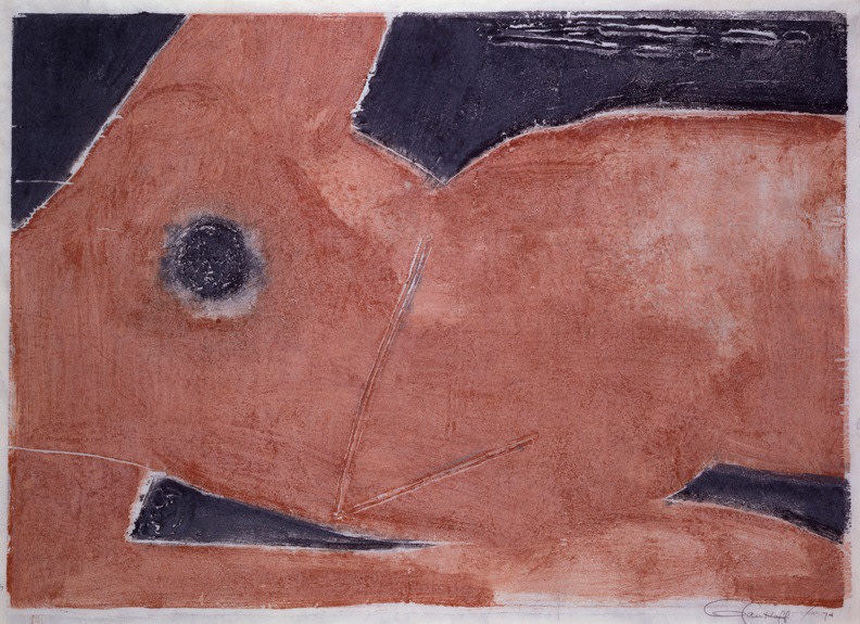 Untitled, PP 1058, c. 1972
Water Soluble Printer&amp;rsquo;s Ink and Casein
on Handmade Japanese Paper
H:&amp;nbsp;22 x W: 31 inches