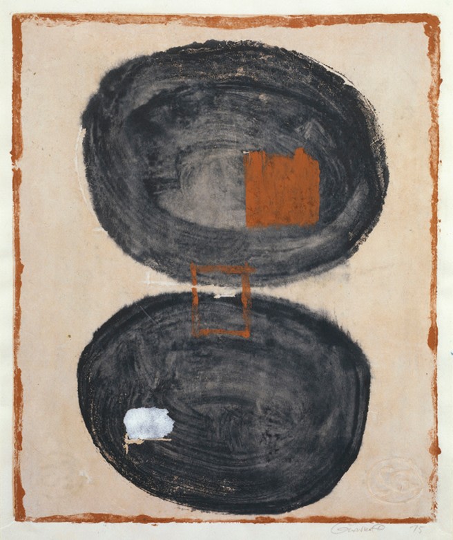 Untitled, PP 1074, c. 1975
Water Soluble Printer&amp;#39;s Ink and Casein
on Handmade Japanese Paper
H:&amp;nbsp;18 3/16 x W: 15 inches