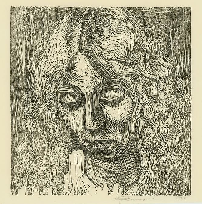 Untitled, RBWWdC 2302-25-3, c. 1925
Oil Based Printers Ink/ Woodcut
H: 8 3/8 x W: 7 7/8 inches