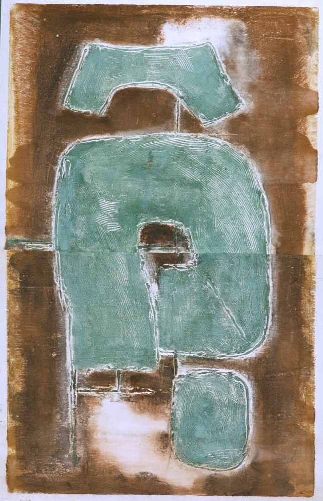 Untitled, PP 2040, c. 1972
Water Soluble Printer&amp;#39;s Ink and Casein
on Handmade Japanese Paper
H: :​38 7/8 x W: 25 1/8 inches