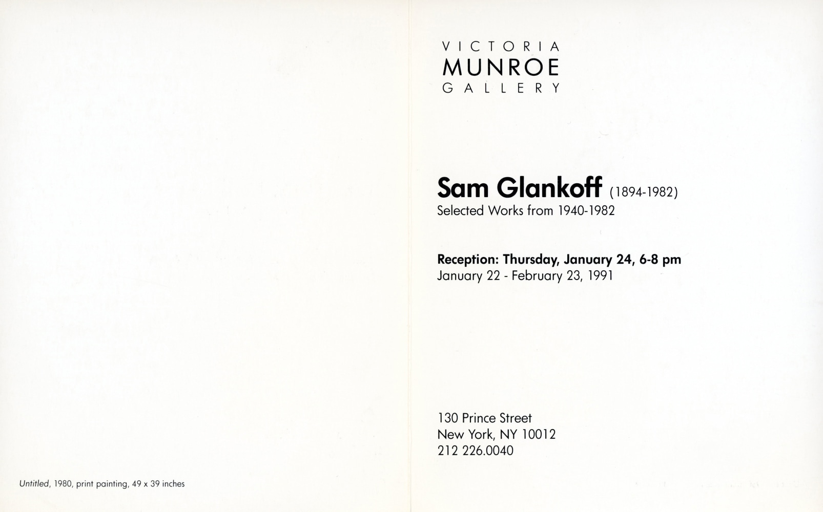 Sam Glankoff (1894-1982) Selected Works From 1940-1982