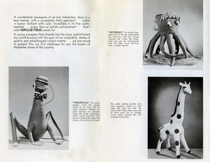 Impulse Items Brochure, c.1950s -1960s
A Line of Charmers
Pg.1-2, Inv# IMIT #18 011