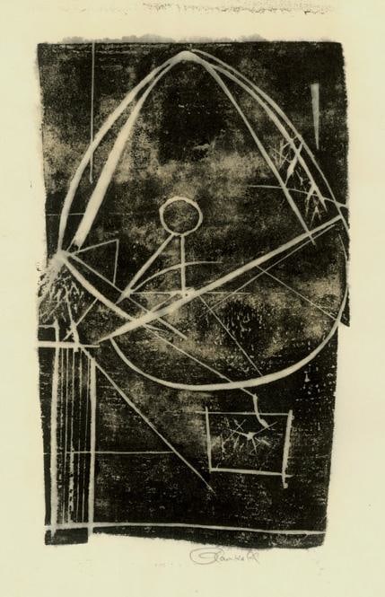 Untitled, AWdC 1204, c. 1950s-60s
Water Soluble Printer&amp;#39;s Ink&amp;nbsp;
on Handmade Japanese Paper
​H:&amp;nbsp;12 5/16 x W: 8 5/8 inches
