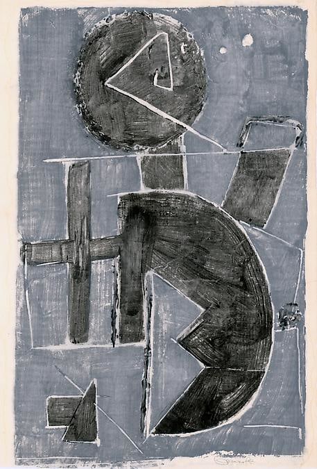 Untitled, AWdC-CM 2204, c. 1950s - 1960s
Water Soluble Printer&amp;rsquo;s Ink on Japanese Paper
H:&amp;nbsp;18 1/4 x W: 12 5/8 inches