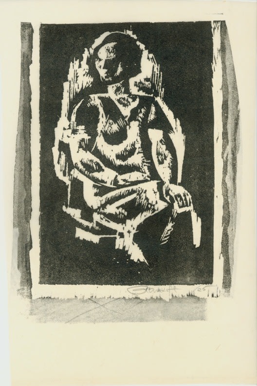 Untitled, RBWWdC 1202,  c. 1925, "Seated Woman"
Oil Based Printers Ink/ Woodcut on Japanese Paper
H: 11 7/16 x W: 7 1/2 inches