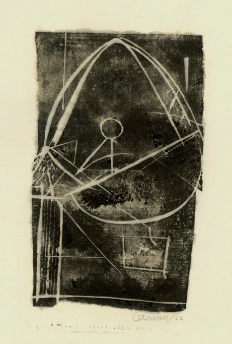 Untitled, AWdC 1208,&amp;nbsp;c.1960s
Water Soluble Printer&amp;rsquo;s Ink on Japanese Paper
H: 12 3/4 x W: 8 7/8 inches
