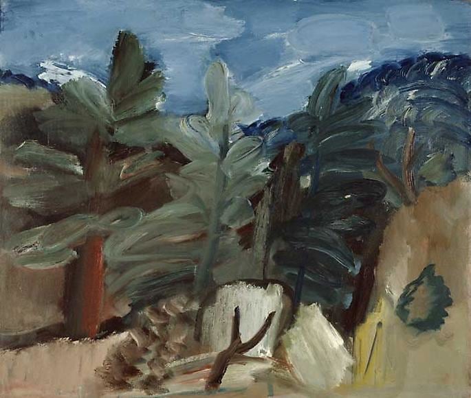 Woodstock Landscape: Four Trees
Inv# Painting 010 Untitled, c. 1935
Casein on canvas
18 x 24 inches&amp;nbsp;&amp;nbsp;
45.7 x 61 cm