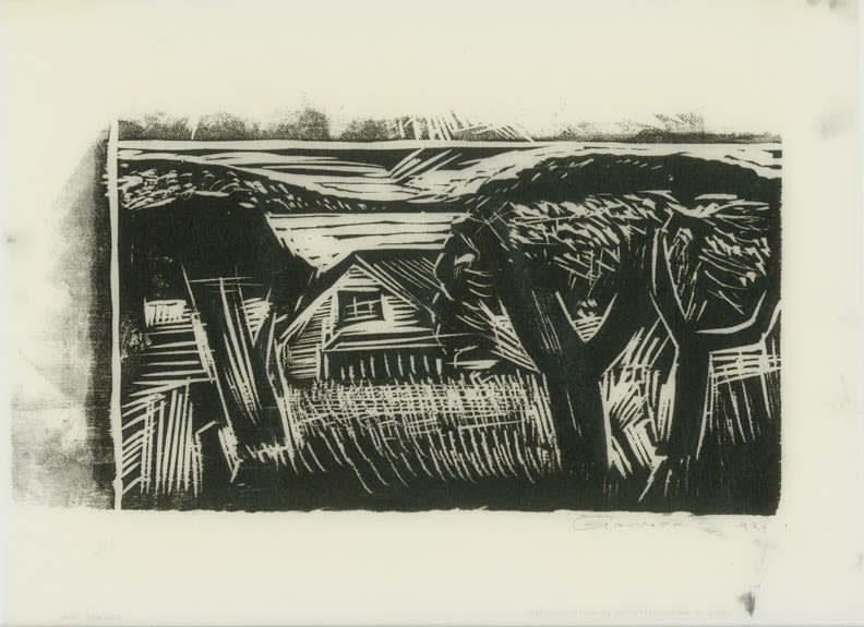 Untitled, RBWWdC 3012-24-14, c. 1924
Oil Based Printers Ink/ Woodcut
on Handmade Japanese Paper
H: 9 3/4 x W: 13 1/2 inches