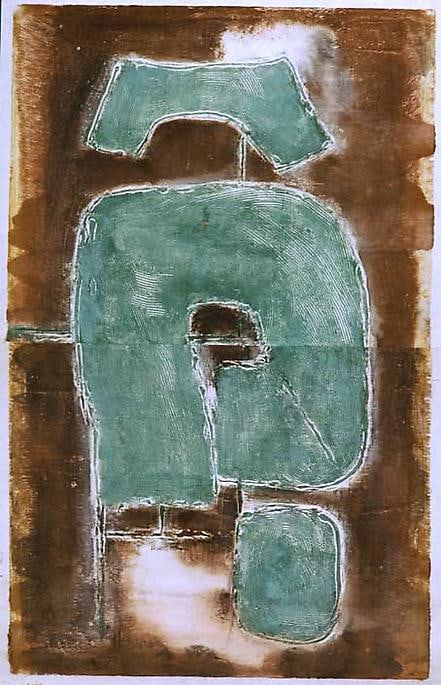 Inv# PP 2040 Untitled, c.1972
Water Soluble Printer&amp;#39;s Ink and Casein
on Handmade Japanese Paper
38 7/8 x 25 1/8 inches
98.76 x 63.83 cm

Collection: Worcester Museum of Art