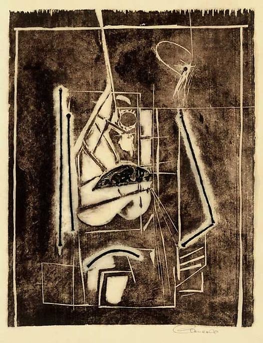 Inv# AWdC-CM 1405-10 Untitled, c.1950s
Water Soluble Printer&amp;#39;s Ink
on Handmade Japanese Laid Paper
16 5/8 x 12 3/8 inches&amp;nbsp;
42.23 x 31.43 cm