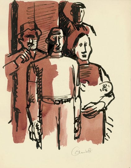 Inv# PII 097 Untitled, c. 1930s-1940s
Brush and Ink with brown wash on Strathmore Paper
10 11/16 x 7 15/16 inches
27.15 x 20.17 cm