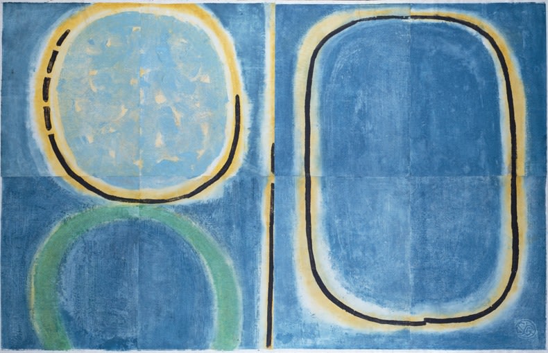 Untitled, PP 8002, 1972
Water Soluble Printer&amp;rsquo;s Ink and Casein
​​​​​​​on Handmade Japanese Paper
H:&amp;nbsp;48 3/8 x W: 76 inches