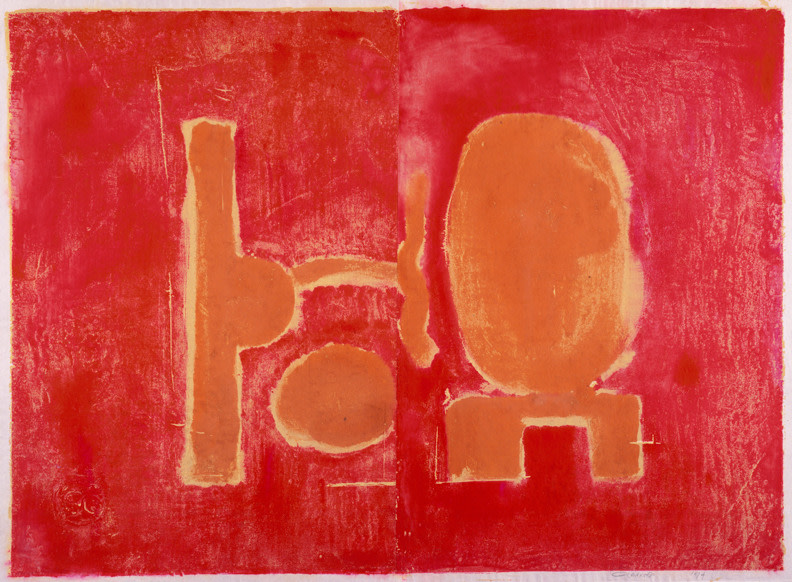 Untitled, PP 2103, 1974
Water Soluble Printer&amp;rsquo;s Ink and Casein
​​​​​​​on Handmade Japanese Paper
H: 28 1/8 x W: 38 7/16 inches