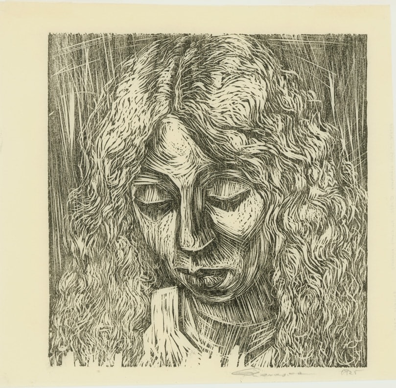 Untitled, RBWWdC 2302-25-3, c. 1925
Oil Based Printers Ink/ Woodcut
on Handmade Japanese Paper
​H: 8 3/8 x W: 7 7/8 inches