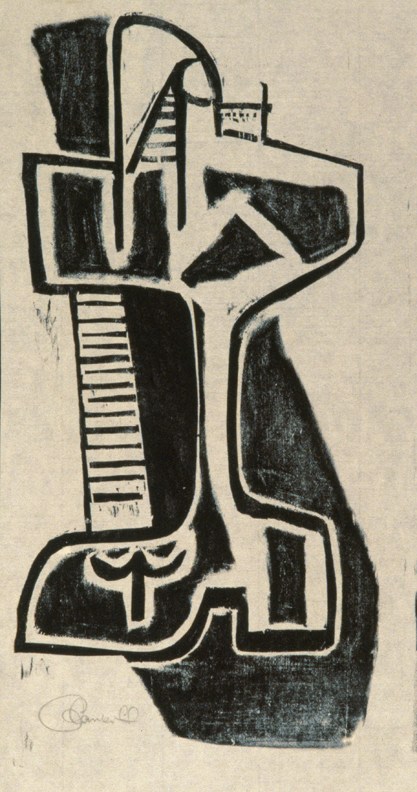 Untitled, AWdC 0802, c. 1940s
Water Soluble Printer&amp;rsquo;s Ink
on Japanese Paper
H:&amp;nbsp;11 1/4 x W: 6 inches