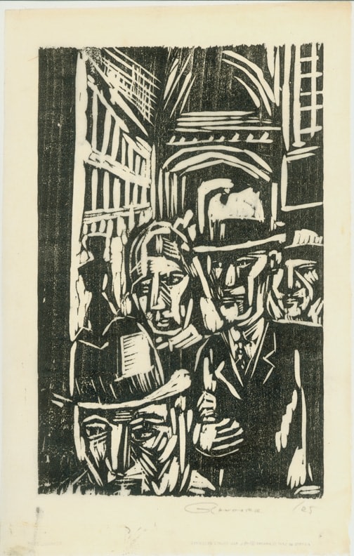 Untitled, RBWWdC 3804, c. 1925, "Urban Landscapet"
Oil Based Printers Ink/ Woodcut on Japanese Paper
H: 13 1/2 x W: 8 9/16 inches