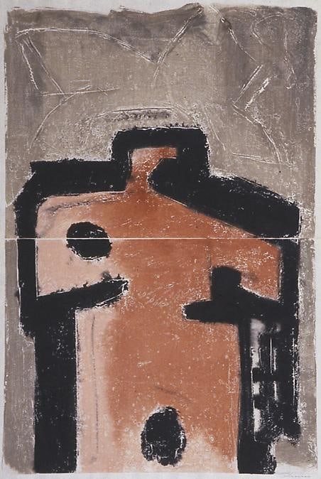Untitled, PP 2056, 1972
Water Soluble Printer&amp;rsquo;s Ink and Casein
on Handmade Japanese Paper
H:&amp;nbsp;40 3/4 x W: 29 inches