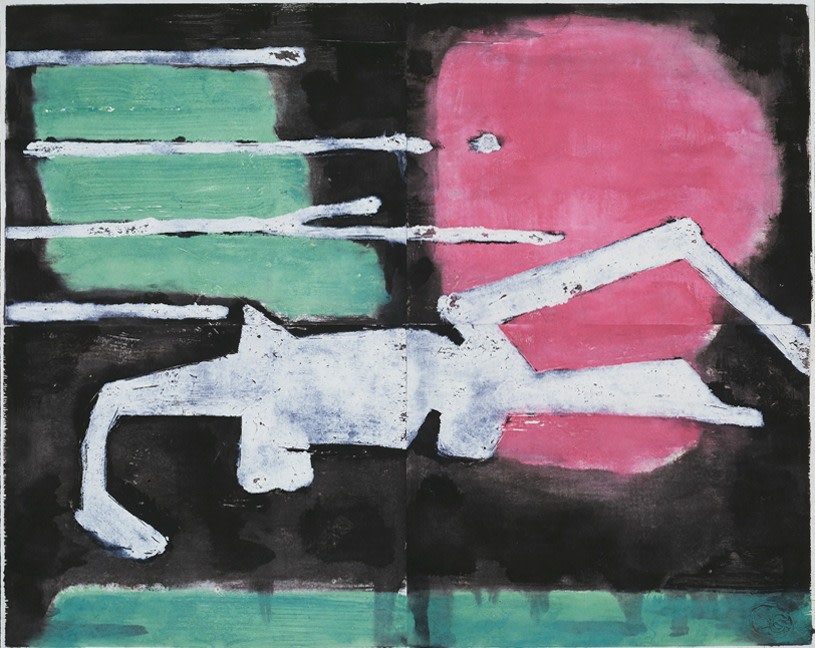 Untitled, PP 4061, 1973
Water Soluble Printer&amp;#39;s Ink and Casein
on Handmade Japanese Paper
H: 37 3/4 x W: 47 7/8 inches