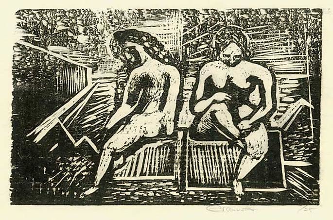 Inv# RBWWdC 2412-25-12 Untitled, c.1925
Oil Based Printer&amp;#39;s Ink / Woodcut
on Handmade Japanese Laid Tissue Paper
8 7/8 x 13 1/2 inches&amp;nbsp;&amp;nbsp;
20.32 x 34.29 cm